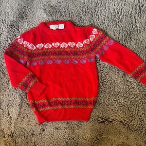 Vintage Puzzles ABCD Knit Sweater Red Sz 5/6Y Hearts